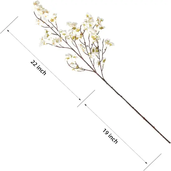 4 Pcs Summer Floral Arrangement &ndash; Artificial Cherry Blossom Flower Branches, Bulk Silk Faux Flowers Real Touch Bouquet for Home Decor, Vase Not Included (White) {4}