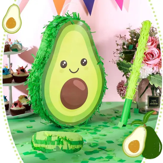 Avocado Pi&ntilde;ata Decorations 16 x 11 x 3 Inch Fruit Avocado Pi&ntilde;ata with Stick for Gender Reveal Party Baby Shower Birthday Party Fruit Theme Party Game Activity Decoration {2}