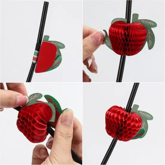 100pcs Fruit Drinking Straws, Disposable Honeycomb Plastic Straws, Tropical Hawaiian Beach Cocktail Pool Luau Party Decorations Supplies {2}