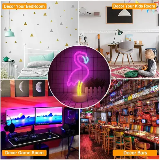 Summer Pink Flameon Tabletop Light Sign for Bedroom & Girls Room Decor - USB/Battery Operatingo LED Nion Night Light with Pedestal {4}