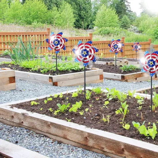 10 Packs Patriotic Sparkly Reflective Pinwheels for Yard and Garden {2}