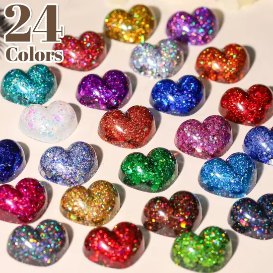 Chunky Glitter, 24 Colors Holographic Chunky Glitter for Crafts, Resin, Tumblers, Nail Body, DIY Party Decorations {2}