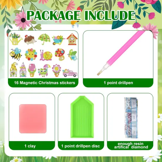 16 Pcs Spring Diamond Art Kits for Refrigerator {3}