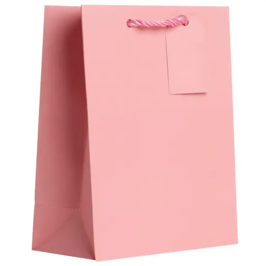 Pack/6: Matte Pastel Pink Gift Bag - 8 x 4 x 10" {1}
