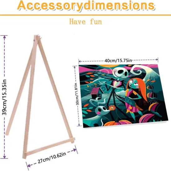 Jack Sally Paint by Numbers Kits for Adults, Halloween Paint by Number for Adults Beginner, Nightmare Before Christmas Paint by Numbers Kits on Canvas with Framed and Easel for Wall Decor 12x16in {2}