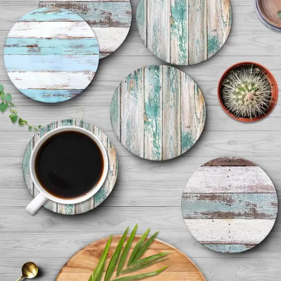 Set of 6 Wooden Board Coaster for Drinks {4}