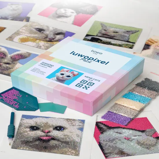 12 Pack Diamond Painting Kits for Adults - Brilliant Art Diamond Painting Kit - Paint Gem Art for Adults - Meme Cats 2.0 {1}