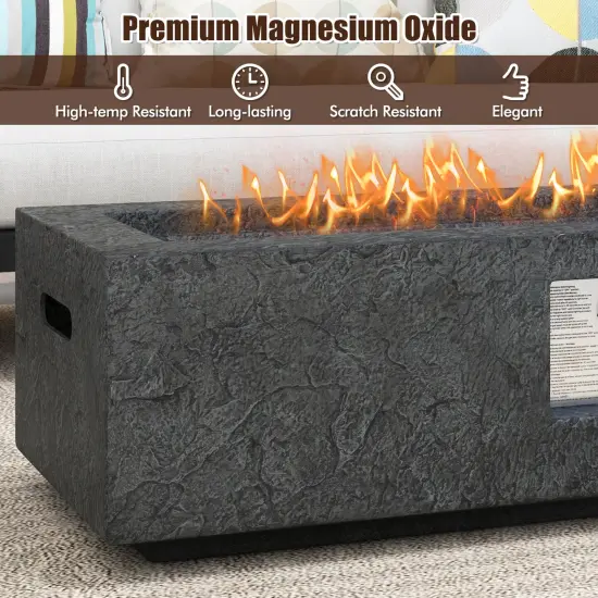 Grey Magnesium Oxide Fire Pit Table, 50,000 BTU and Stainless Steel Burner {6}