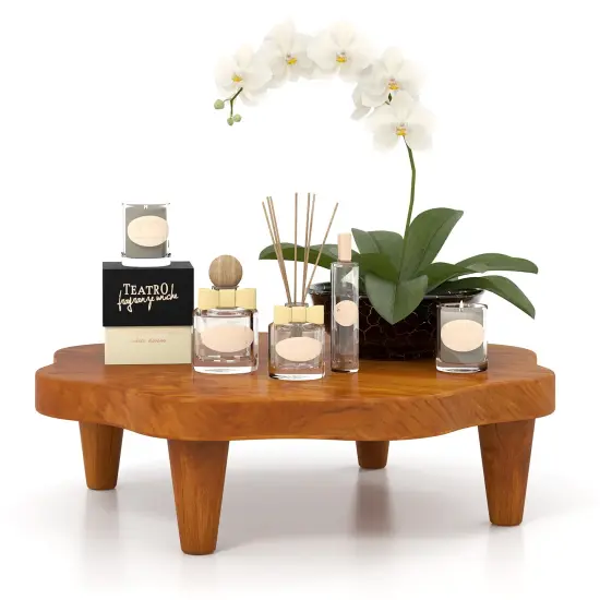 16&rdquo; Natural Teak Wood Pedestal Riser with Smooth Surface for Displaying Cakes Plants Gifts {4}