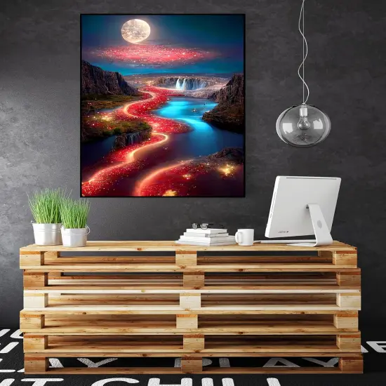 5D Diamond Painting Kits for Adults, Moon Landscape Diamond Art Kits for Beginners, DIY Full Round Drill Paint by Diamonds, Home Wall Decor 12 x 16 Inch {5}
