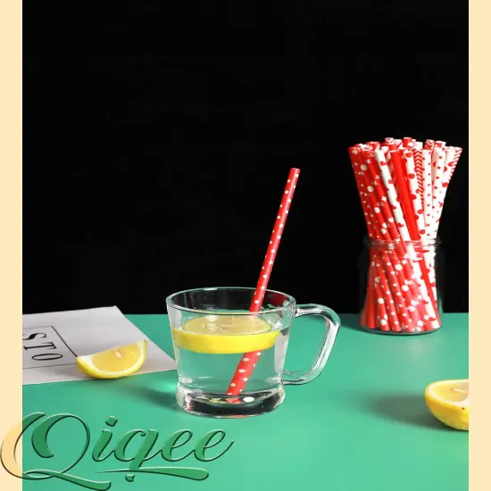 Red Paper Straws for Drinking Red Disposable Straws 150pcs Disposable Straws Bulk（10 Pattern） {5}