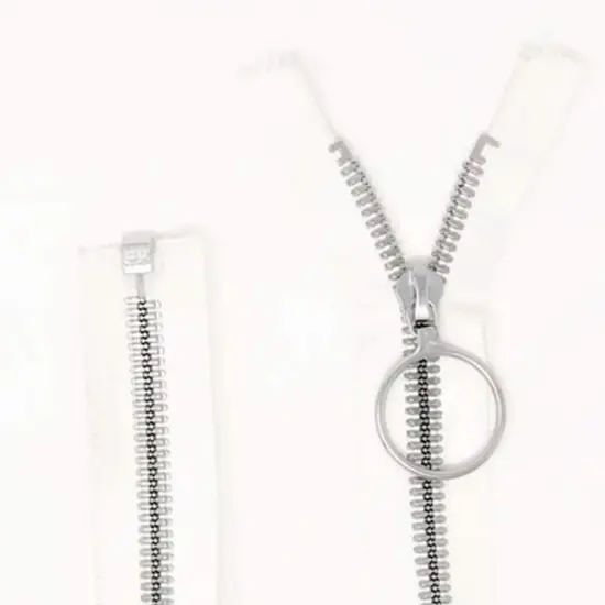 Zipper &ndash; White 21" 10M Polyester Tape Nickel Finish Separating {4}