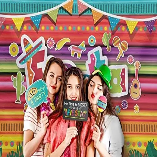 Fiesta Theme Photography Backdrop & Studio Props Kit, Cinco De Mayo Party Decorations, Mexican Photo Booth Background for Pictures, Summer Pool Mexicana Birthday Party Supplies {2}