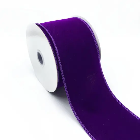 Designer's Shop WR 63-5032 2.5&rdquo; x 10 yard Holiday Velvet Purple wired edge ribbons {1}