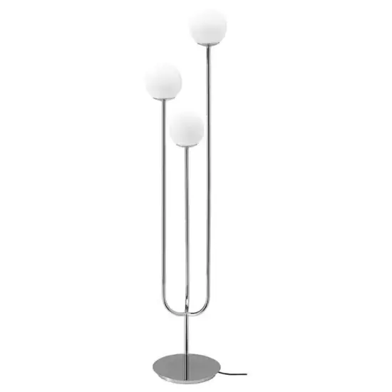 Floor Lamp in Chrome and Opal Glass {5}