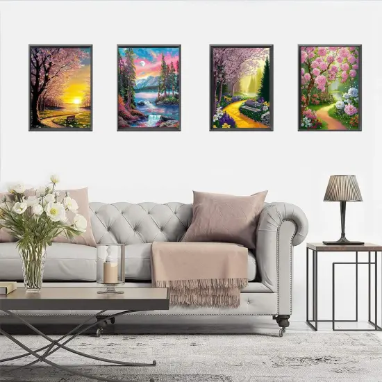 4 Pack Diamond Painting Kits for Adults, Landscape 5D Diamond Art Kits for Beginner DIY Full Drill Diamond Dots Crystal Craft Kits for Home Wall Decor Gifts(4 Pack/12X16 Inch) {3}