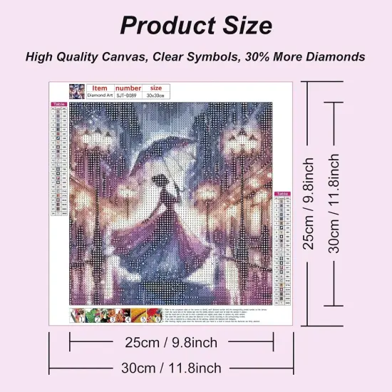 Diamond Painting Kits for Adults, Woman in Rain Diamond Art Kits for Beginners, 5D DIY Round Full Drill Diamond Dot Gem Art Craft for Home Decor Gift 12x12inch/30x30cm {5}