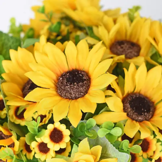 2 Pack Summer Artificial Sunflower Bouquets &ndash; Bright Yellow Silk Sunflowers for Summer Home, Wedding, and Party Decor {3}