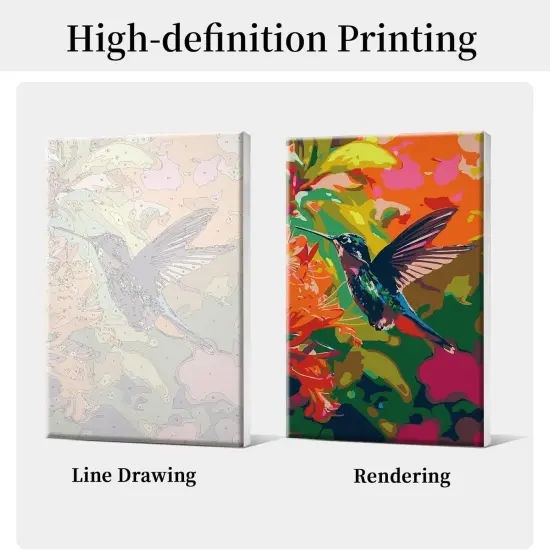 Framed Paint by Numbers Kit for Adults, Hummingbird Paint by Numbers Kit for Adults with Easel, DIY Flower Bird Paint by Number with Frame, Adult Paint by Number Kits Framed Canvas 8x12 Inch {3}