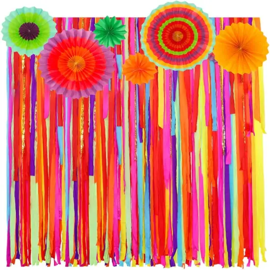Mexican Fiesta Theme Party with Fiesta Paper Fans, Mexican Fiesta Cinco De Mayo Party Decorations Streamer for Taco Party Wedding Bridal Baby Shower Birthday Supplies {1}