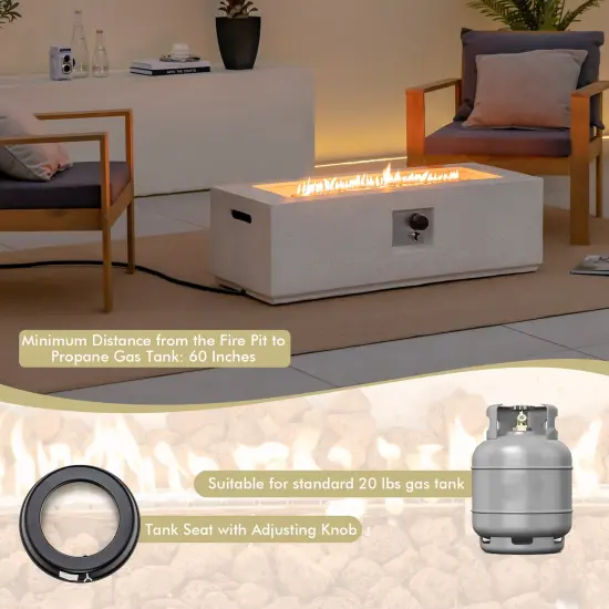 White Terrazzo Fire Pit Table with 50,000 BTU Heat, Metal and Stainless Steel {5}