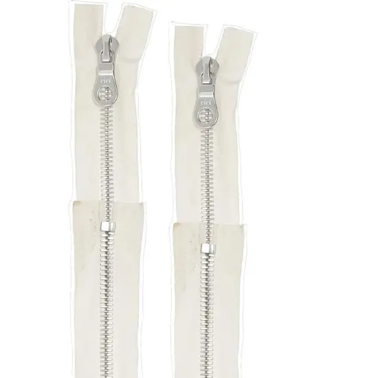 8MM Closed Bottom Zipper with KTA Pull &ndash; White Tape, Nickel Teeth {1}