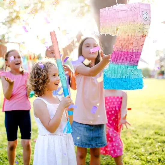 16 Inch Number Pi&ntilde;ata Kids Birthday Party Macaron Pi&ntilde;ata with Blindfold Stick and Confetti for Unicorn Birthday Wedding Baby Shower Decor(Number 7) {4}