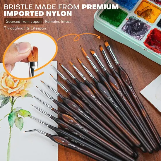 Miniature Paint Brushes Drybrush-18PCS Micro Detail Paint Brush Set, Small Fine Detail Model Brushes for Acrylics, Watercolors & Paint by Number, Citadel, Figurine, 40k - Cocoa Brown {3}