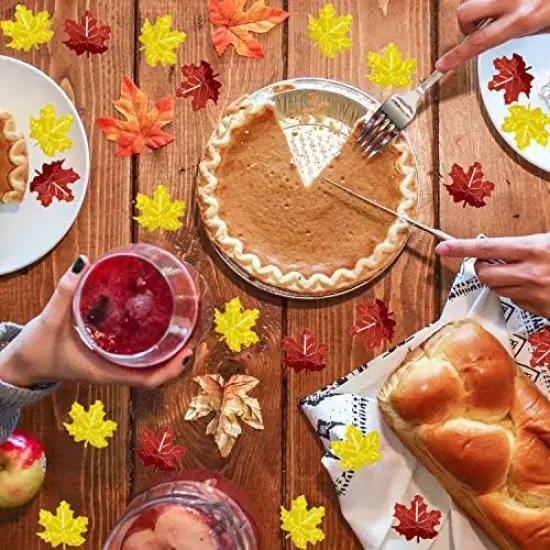 Thanksgiving Maple Leaves Confetti-Fall Autumn Party Leaf Confetti/Table Sequin Metallic Foil Scatter for Wedding Birthday Halloween Party Decoration Supplies 1.6OZ (Leaf) {3}