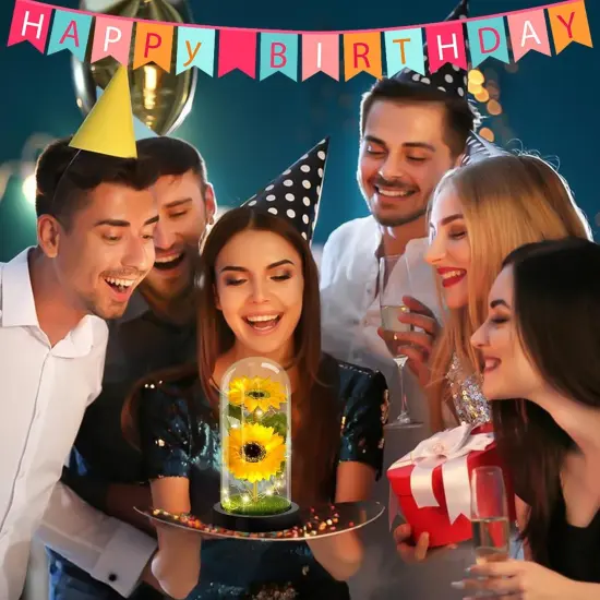 Mothers Day Flower Gifts for Mom Gift Grandma Sunflowers in Glass Dome Forever Sunflower Birthday Gift for Women Eternal Flower Lights Gifts for Anniversary Mothers Day Valentine Thanks {4}