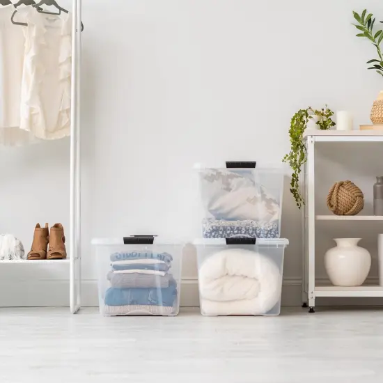 IRIS USA 2 Pack Plastic Storage Bins with Lids, 72 Quart, Latches Durable Nestable Containers Secure Pull Handle {5}