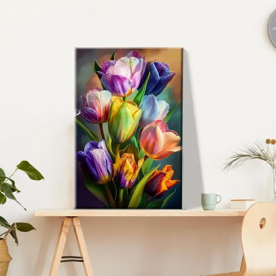 Paint by Numbers Kit for Adults Flowers Paint by Number with Frame Floral Paint by Number with Easel Tulip Digital Oil Painting Kits for Gift Home Wall Decor 7.87x11.81 Inch {2}