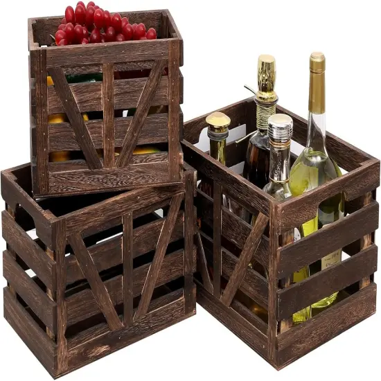 Set of 3 Storage Crate Decorative Wood Crates {1}