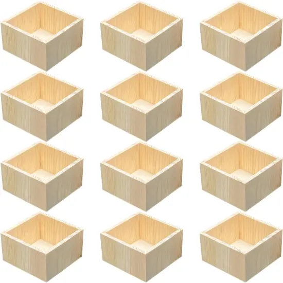12 Pack 4.7 Inch Square Wood Crate Box {1}