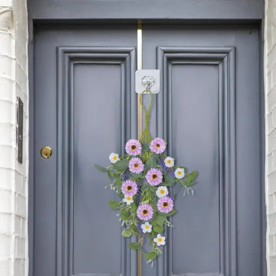 20" Artificial Purple & White Daisy Teardrop Swag {3}