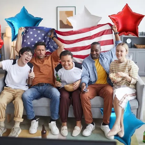 18 Pieces 18 Inches Red White Blue Stars Balloons, USA Themed Aluminum Foil Balloons for 4th of July, Independence Day Patriotic Birthday Party Decorations {5}