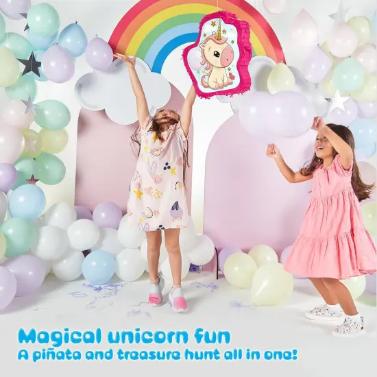 Unicorn Pinata Treasure Hunt Party Game, Birthday Party Complete Set, 16 X 13 Inches, Cute Horse Girl Pinata, Includes Unicorn Pi&ntilde;ata, Horn Mini Pi&ntilde;ata, Pink Bat and more! {5}