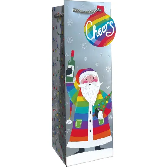 Pack/6: Rainbow Santa Wine Bag - 4-1/2 x 4-1/2 x 14" {1}