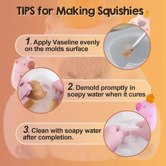 LET'S RESIN 4 Pcs Capybara Silicone Molds for Taba Squishy, Resin Casting, Effortless Demolding Molds for Stress Relief DIY Decompression Gift Home Decor {5}