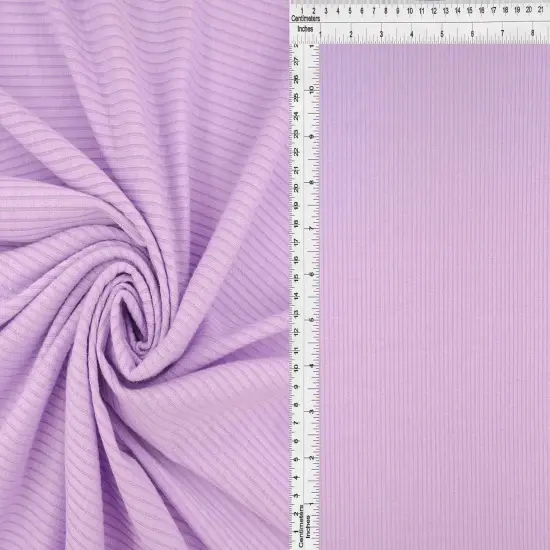1 Yard 4x2 Rib Solid Knit Fabric, 52/54&Prime; Wide Polyester Rayon Spandex Blend LILAC {1}