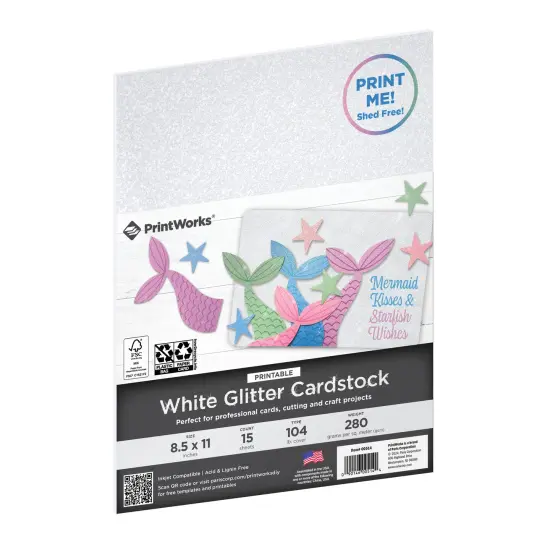 Printworks Printable White Glitter Cardstock, 15 Sheets, 8.5&rdquo; x 11&rdquo; (00514) {1}