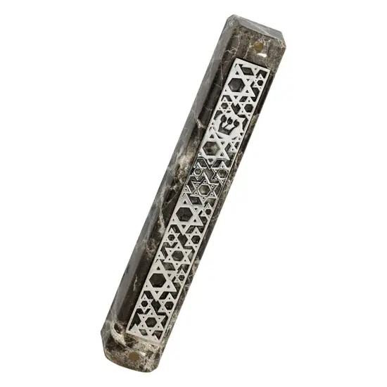 Marble Mezuzah Case with Star Pattern on Plate Copper {2}