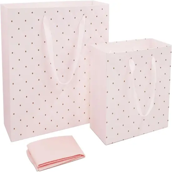 Pink Gift Bags with Tissue Paper and Handles, Large 13'' and Medium 9'' Paper Gift Bag for Girls Bridal Shower Wedding Anniversary Birthday Mothers Day {1}