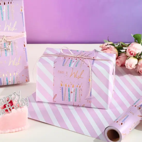 Reversible Birthday Wrapping Paper Roll 17 inches x 32.8 Feet {5}