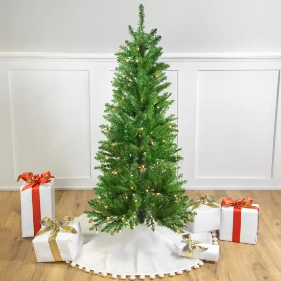 Northlight 4.5' Pre-Lit White River Fir Artificial Pencil Christmas Tree - Clear Lights Green {1}