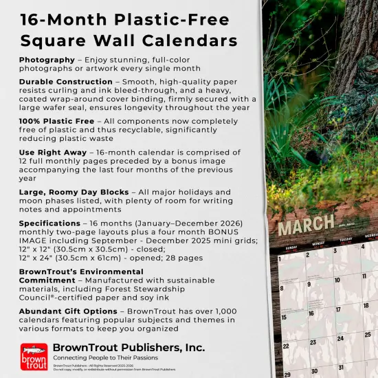 Mossy Oak American Camo OFFICIAL | 2026 12 x 24 Inch (Hanging) Monthly Square Wall Calendar | Plastic-Free {6}