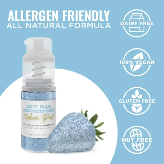 Bakell - Soft Blue Tinker Dust Edible Glitter (4g, 1x Spray Pump) for Food, Desserts, and Beverages! {3}