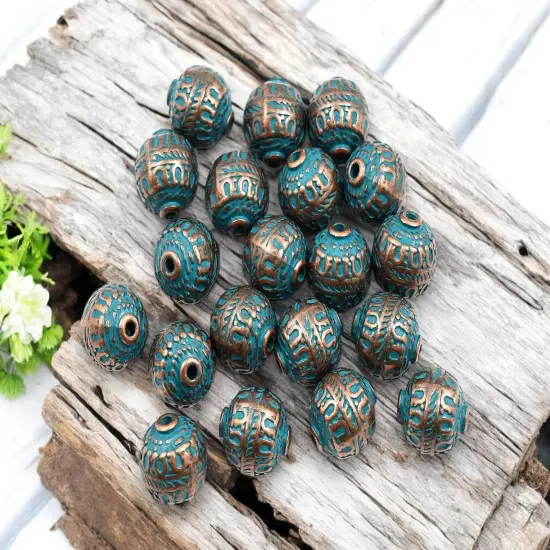 *20* 11x10mm Copper Patina Lantern Round Beads {3}