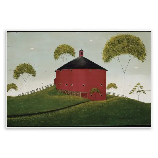 Stupell Industries Round Red Barn in Pasture Wall Plaque By Warren Kimble {1}