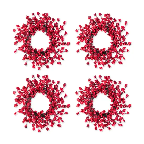 Set of 5 Christmas Red Berries 41"H Porch Tree & 6ft Garland & 25"D/14"D Wreath Set {1}